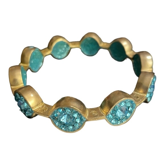 Gold Plated Turquoise Zircon bangle/ bracelet - Picture 1 of 5